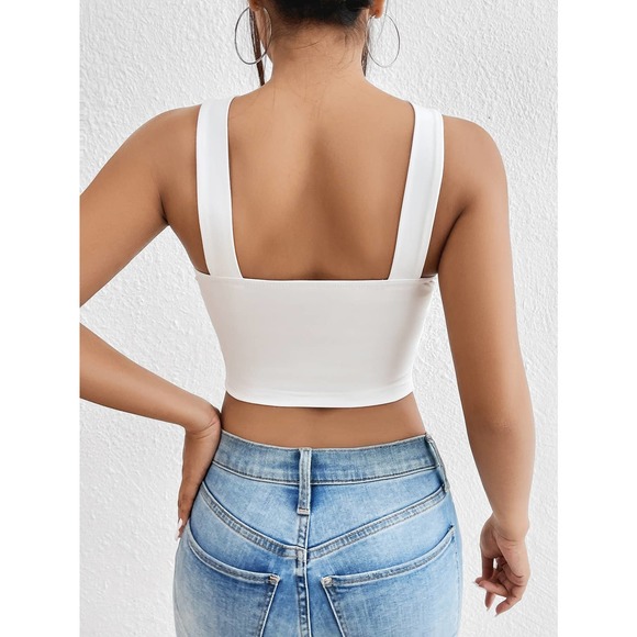 Minimalist 90s Crisscross Crop Halter Top tank black - Picture 5 of 11